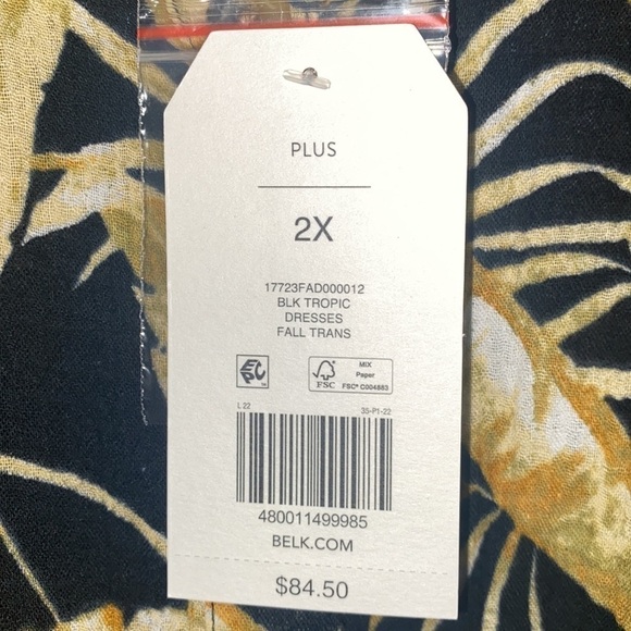 Wonderly Women’s dress Leaf‎ Print rope Belt Size 2x NEW NWT fall look ootd - Picture 5 of 7